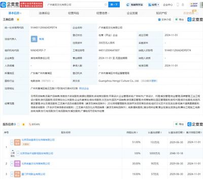 百纳千成广州成立新公司，拓展游乐园服务与摄制服务业务